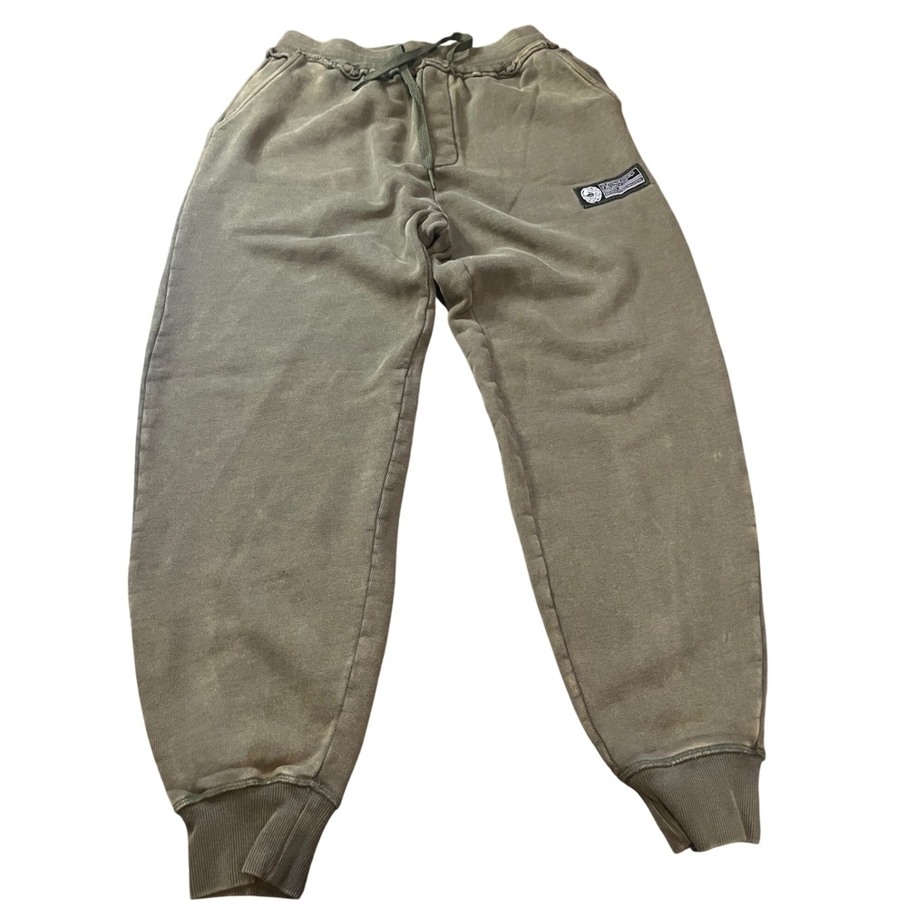 Dream More Learn More French Terry Sweatpants Olive Green Joggers Mens Medium